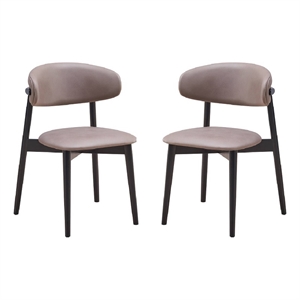 Pemberly Row Set of 2 Mid Century Dining Chairs with Turned Legs in Gray & Black