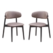 Pemberly Row Set of 2 Mid Century Dining Chairs with Turned Legs in Gray & Black