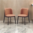 Pemberly Row Set of 2 Side Dining Chairs w/ Brown Microfiber Upholstery in Black