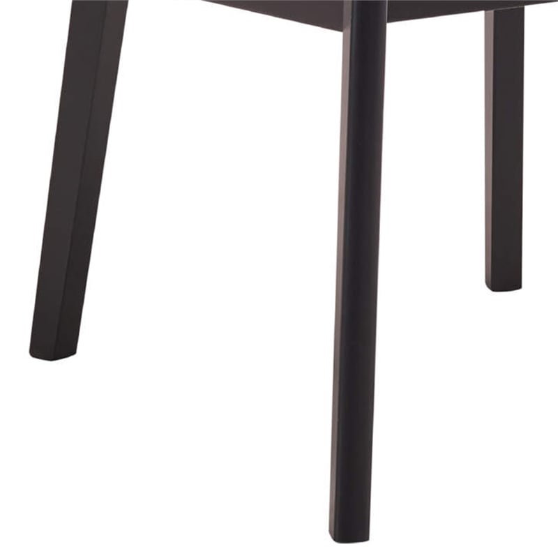 Pemberly Row Set of 2 Side Dining Chairs w/ Brown Microfiber Upholstery in Black