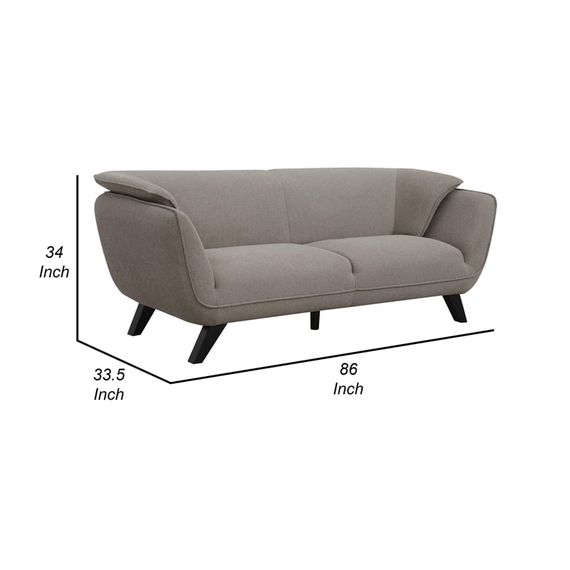 Pemberly Row 86 Inch Compact Sofa with Plush Brown Linen Upholstery