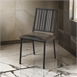 Pemberly Row Set of 2 Slatted Back Dining Chairs with Faux Leather Seat in Black