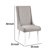 Pemberly Row Set of 2 Wingback Dining Chairs with Gray Linen Upholstery in White