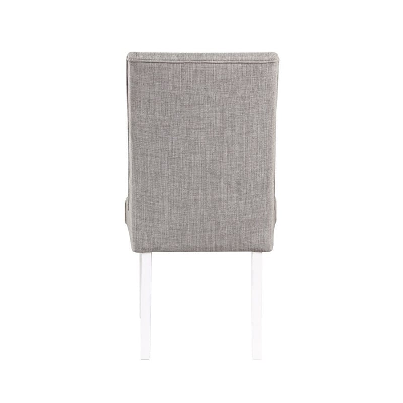 Pemberly Row Set of 2 Wingback Dining Chairs with Gray Linen Upholstery in White
