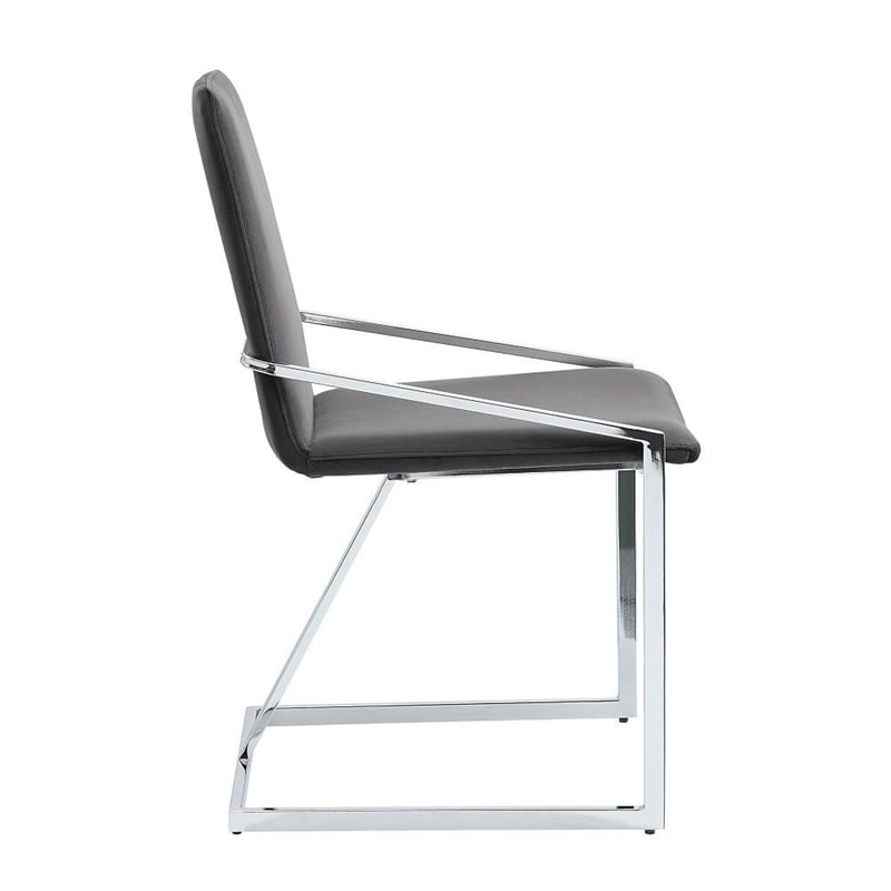 Pemberly Row Set of 2 Gray Velvet Dining Chairs with Chrome Cantilever Base
