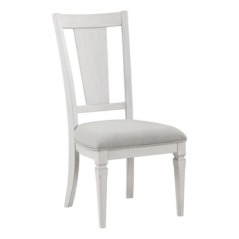 Pemberly Row Set of 2 Linen Dining Chairs with Turned Legs in Light Gray & White
