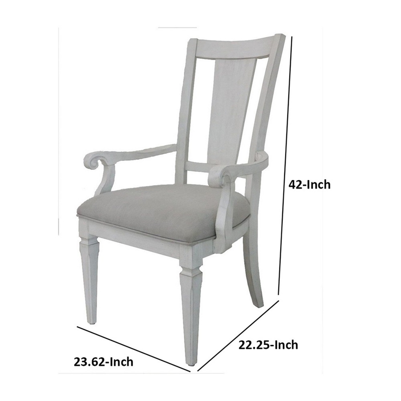 Pemberly Row 2Pc Linen Dining Armchairs with Turned Legs in Light Gray & White