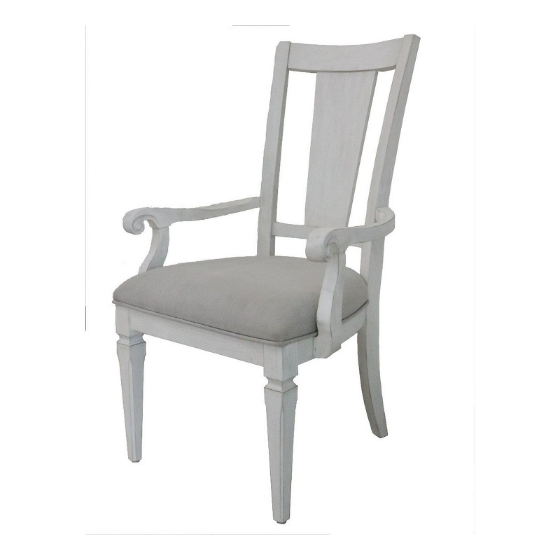 Pemberly Row 2Pc Linen Dining Armchairs with Turned Legs in Light Gray & White