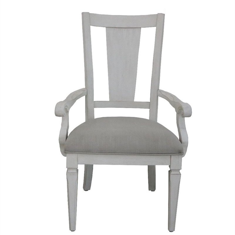 Pemberly Row 2Pc Linen Dining Armchairs with Turned Legs in Light Gray & White