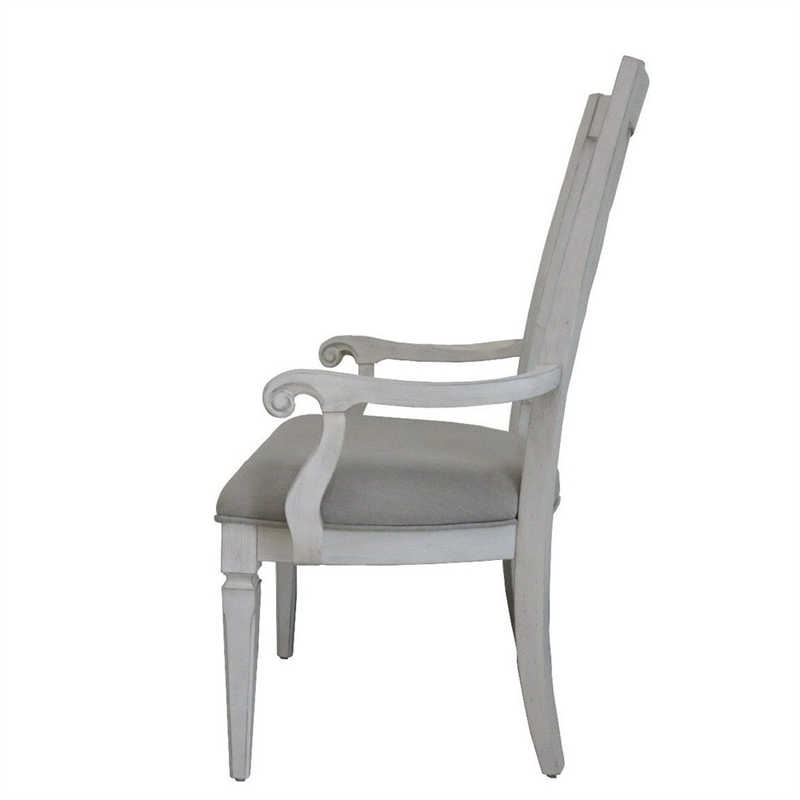 Pemberly Row 2Pc Linen Dining Armchairs with Turned Legs in Light Gray & White