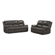 Pemberly Row Manual Reclining Sofa and Loveseat Set with Pillow Top Arms in Gray