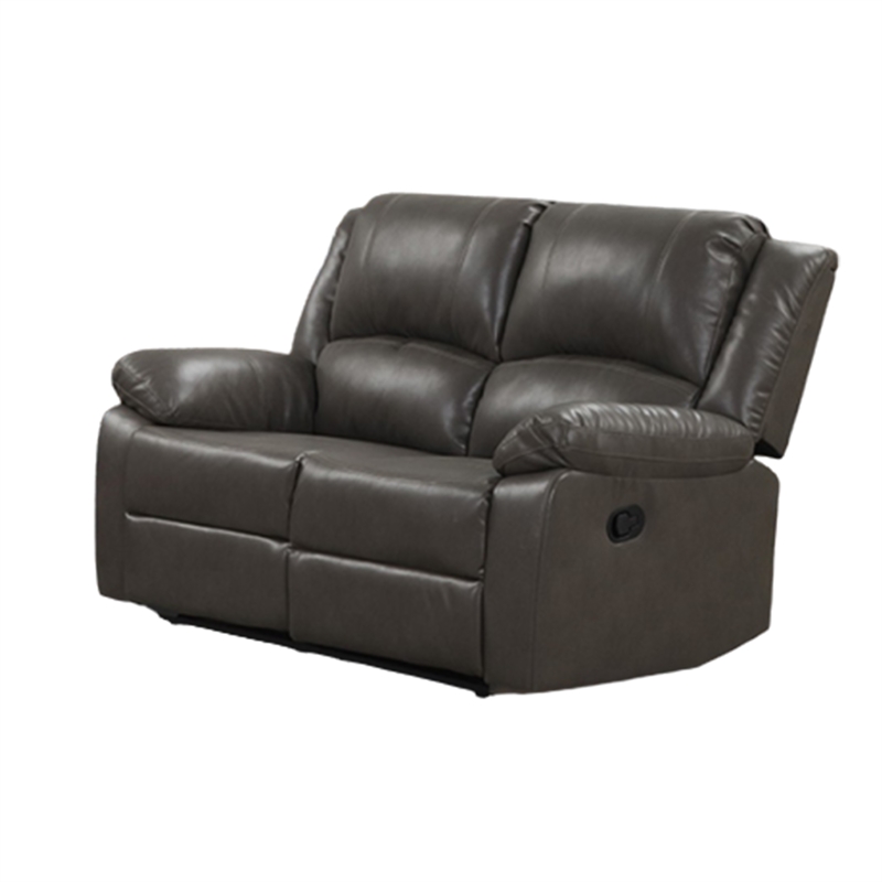 Pemberly Row Manual Reclining Sofa and Loveseat Set with Pillow Top Arms in Gray