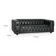 Pemberly Row 84 Inch Chesterfield Sofa with Button Tufting in Black Faux Leather