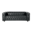 Pemberly Row 84 Inch Chesterfield Sofa with Button Tufting in Black Faux Leather