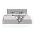 Pemberly Row Queen Platform Bed with Cushioned Upholstery in Gray Polyester