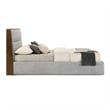 Pemberly Row Queen Platform Bed with Cushioned Upholstery in Gray Polyester