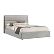 Pemberly Row Queen Platform Bed with Cushioned Upholstery in Gray Polyester