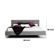 Pemberly Row King Platform Bed with Grid Tufted Headboard in Gray Faux Leather
