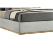 Pemberly Row King Bed with Gray Upholstered Headboard & Natural Rubberwood Frame