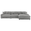Pemberly Row 3 Piece Sectional Sofa with Reversible Chaise and 8 Pillows in Gray
