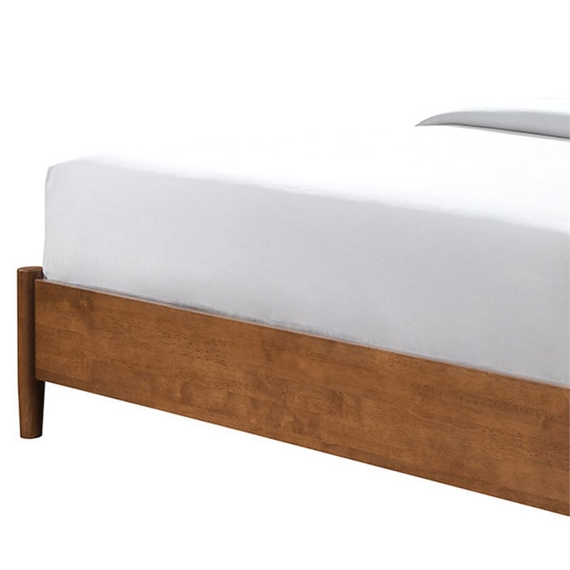 Pemberly Row Queen Bed with Panel Headboard & Boucle Upholstery in Walnut Brown