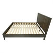 Pemberly Row King Platform Bed with Panel Headboard & Gold Accents in Oak Brown