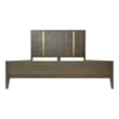 Pemberly Row King Platform Bed with Panel Headboard & Gold Accents in Oak Brown