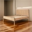 Pemberly Row King Bed w/ Fluted Headboard & Low Profile Platform - Natural Brown