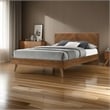 Pemberly Row Queen Platform Bed with Chevron Pattern Headboard in Walnut Brown