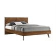 Pemberly Row Queen Platform Bed with Chevron Pattern Headboard in Walnut Brown
