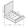 Pemberly Row King Bed w/ Grid Tufted Ivory Headboard & Plinth Base in Oak Brown