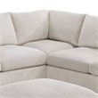 Pemberly Row 4 Piece L Sectional Sofa with Ottoman and 2 Accent Pillows in Ivory