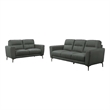 Pemberly Row 2 Pc Sofa and Loveseat Set with Tufted Cushions in Anthracite Gray