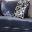 Pemberly Row 2 Pc Sofa & Loveseat Set with 6 Throw Pillows in Satin Blue Silver