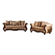Pemberly Row 2 Pc Sofa & Loveseat Set with Chenille Fabric & 8 Pillows in Tan