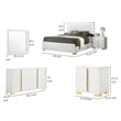 Pemberly Row 4 Pc Full Bedroom Set with LED Headboard and Gold Accents in White