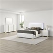 Pemberly Row 4 Pc Full Bedroom Set with LED Headboard and Gold Accents in White