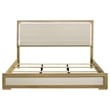 Pemberly Row King Bed with LED Touch Headboard and White Panels in Natural Brown