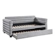 Pemberly Row Twin Daybed with Trundle and Layered Bolster Design in Gray Boucle