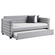 Pemberly Row Twin Daybed with Trundle and Layered Bolster Design in Gray Boucle