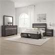 Pemberly Row 4Pc Queen Bedroom Set w/ Storage Drawers & Silver Accents in Brown