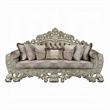 Pemberly Row 99 Inch Ornate Sofa with 7 Pillows and Tufted Back in Brown Velvet