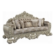 Pemberly Row 99 Inch Ornate Sofa with 7 Pillows and Tufted Back in Brown Velvet