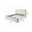 Pemberly Row King Bed w/ Channel Tufted Beige Chenille Headboard in Walnut Brown