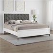 Pemberly Row California King Bed w/ Hexagonal Tufted Headboard in White Melamine