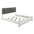 Pemberly Row California King Bed w/ Hexagonal Tufted Headboard in White Melamine