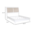 Pemberly Row King Sleigh Bed with Beige Upholstered Panel Headboard in White