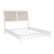 Pemberly Row King Sleigh Bed with Beige Upholstered Panel Headboard in White