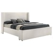 Pemberly Row King Platform Bed with White Boucle Wingback Headboard