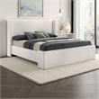 Pemberly Row King Platform Bed with White Boucle Wingback Headboard